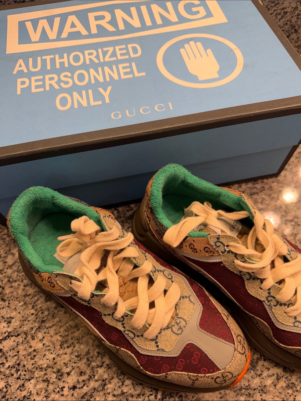 Gucci Multicolor GG Canvas & Burgundy Accent Sneakers